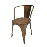 Vintage Brass Metal & Wood Café Chair