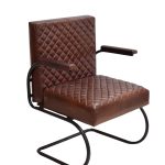 Industrial Quilted Leather Lounge Chair