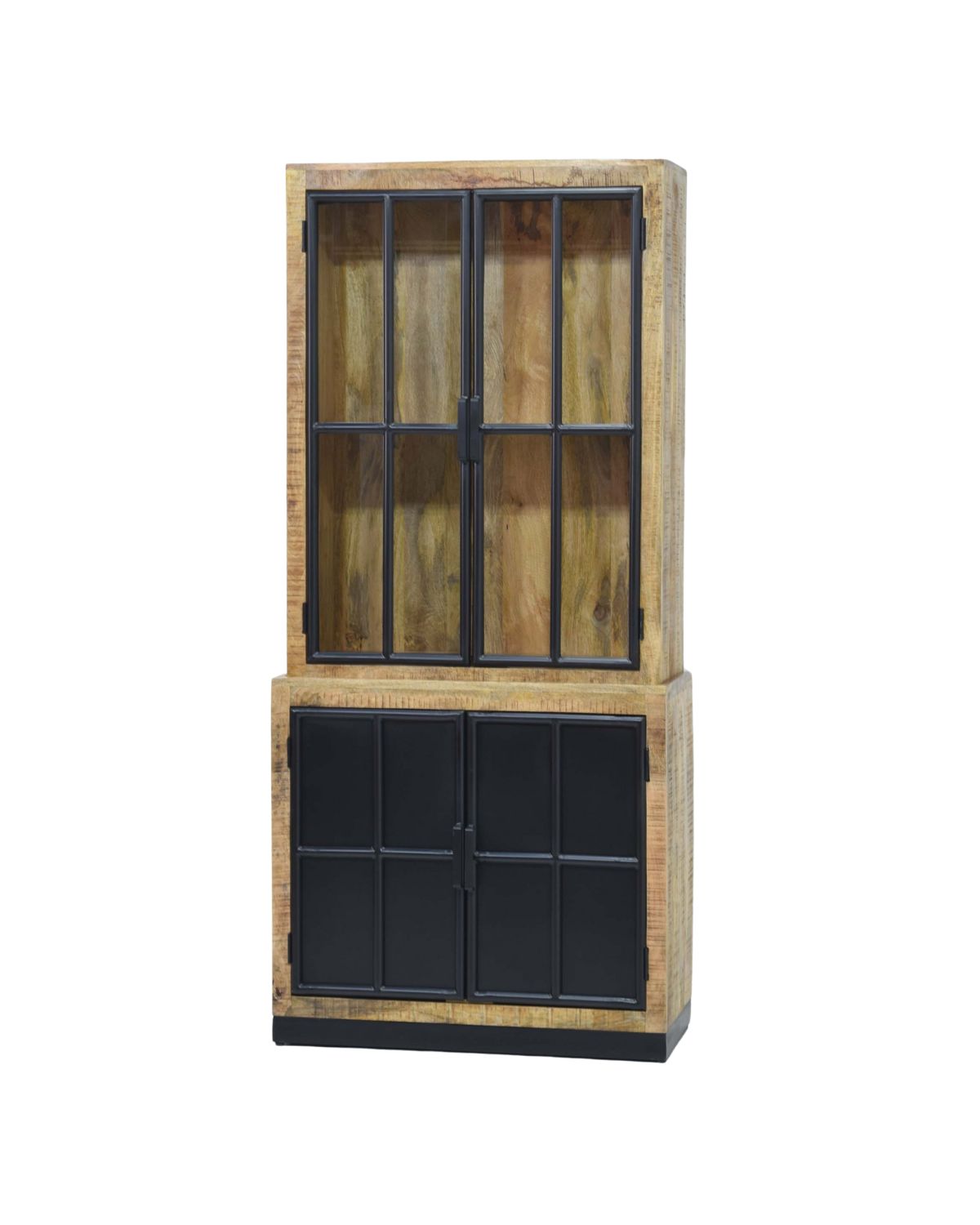 12 Mango Wood Display & Storage Cabinet with Metal Frame Doors - Image 1