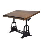 Industrial Crank Drafting Table – Mango Wood & Cast Iron Base