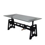 Vintage Glass-Top Crank Dining Table