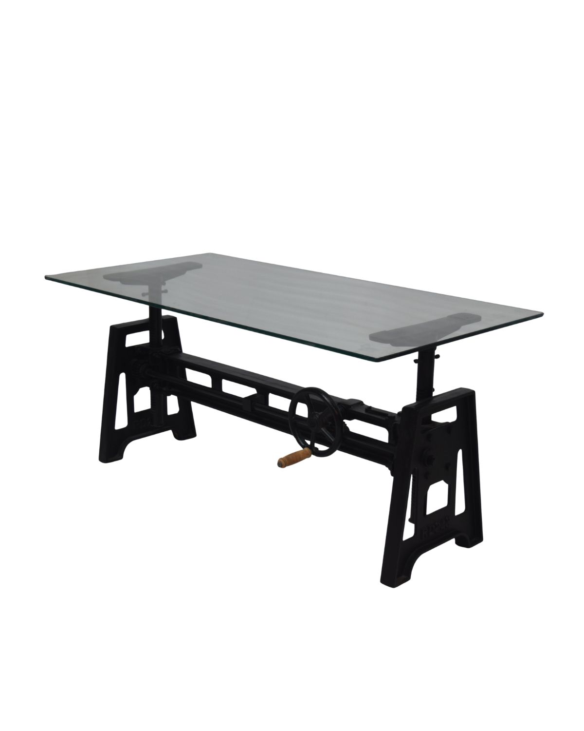 126 Vintage Glass-Top Crank Dining Table - Image 1