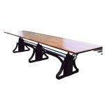 Industrial Triple-Base Crank Dining Table