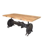 Industrial Gear Crank Dining Table