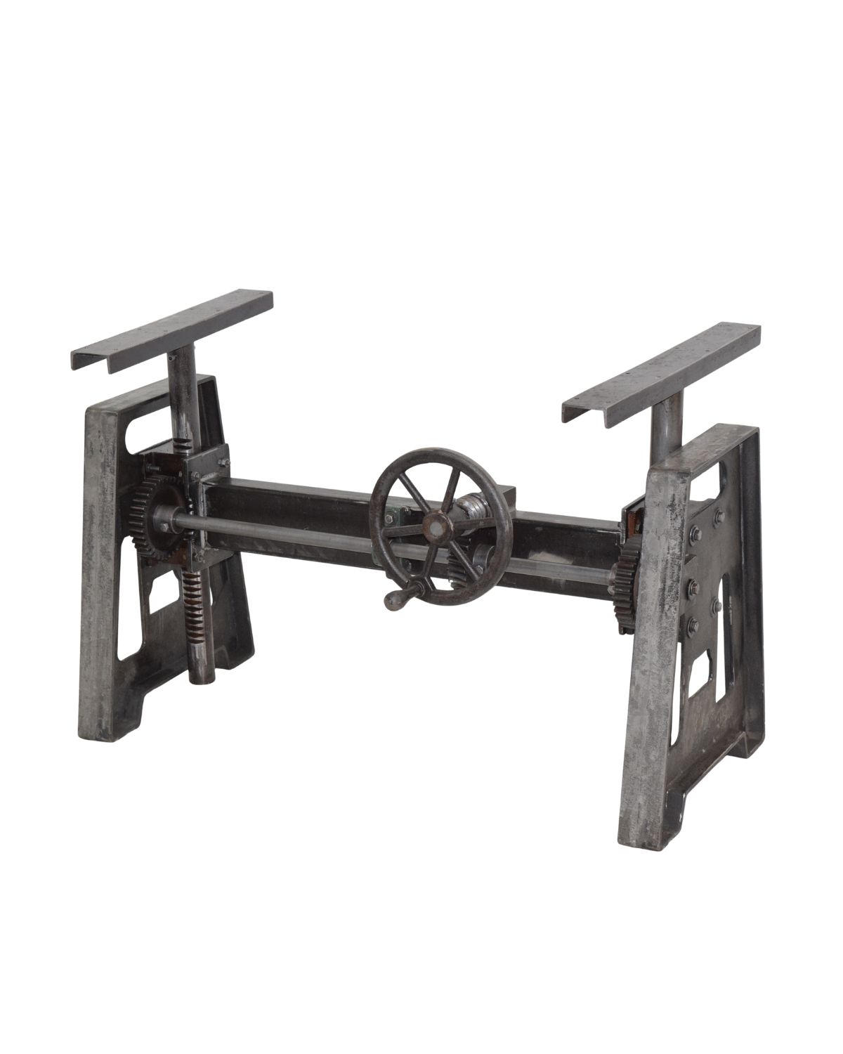 144 Industrial Crank Table Base – Raw Metal Finish - Image 1