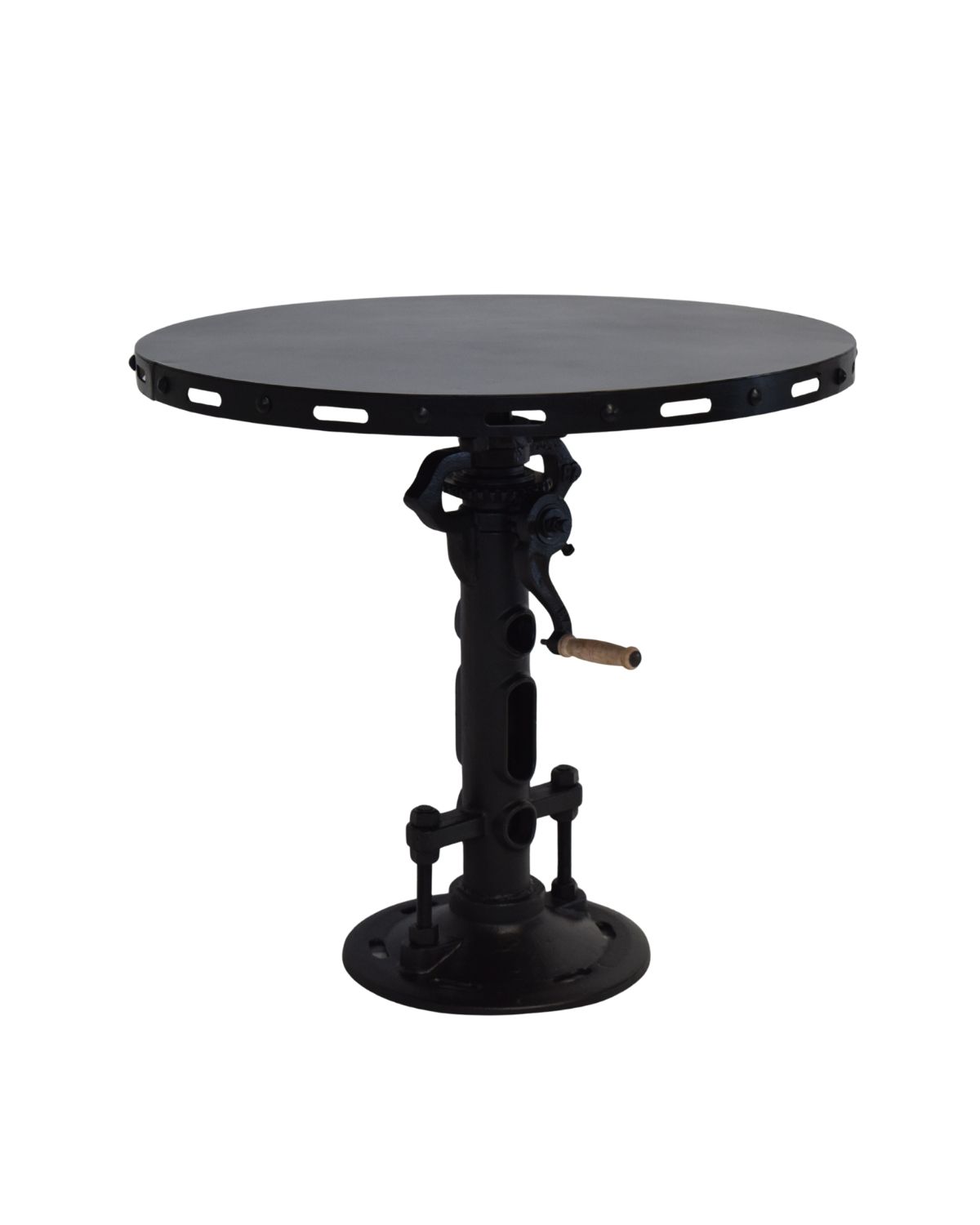 145 Industrial Round Metal Crank Table - Image 1