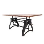 Vintage Crank Height Adjustable Dining Table – Curved Iron Base