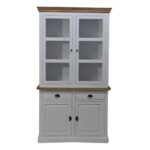 Classic White Buffet & Hutch Cabinet with Glass Doors