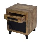 Industrial Mango Wood Bedside Drawer Unit