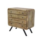 VB Crafts Retro Curve Solid Wood 4-Drawer Chest