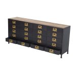 Black & Gold 20-Drawer Industrial Storage Cabinet