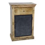 Rustic Mango Wood Cabinet with Metal Door & Drawer