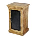 Rustic Mango Wood Cabinet with Black Metal Door