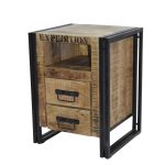 Expedition Industrial Mango Wood Bedside with 2 Drawers