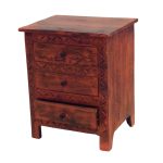 Handcrafted Sheesham Wood 3-Drawer Bedside Cabinet