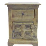 VB Crafts Vintage Distressed Bedside Cabinet with Drawer & Door