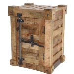 Rustic Crate-Style Mango Wood Side Cabinet