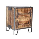 Industrial Trunk-Style Mango Wood 2-Drawer Cabinet
