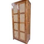 Handcrafted Solid Wood & Cane Buffet / Storage Cabinet