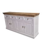 White Heritage Solid Wood Sideboard with Natural Wooden Top