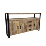 Industrial Mango Wood Sideboard with Open Display Shelf