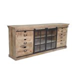 Industrial Mango Wood Sliding Glass Door Sideboard