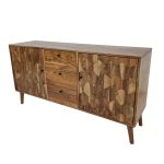 Carved Geometric Mango Wood Sideboard