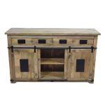 Industrial Mango Wood Sliding Door Sideboard