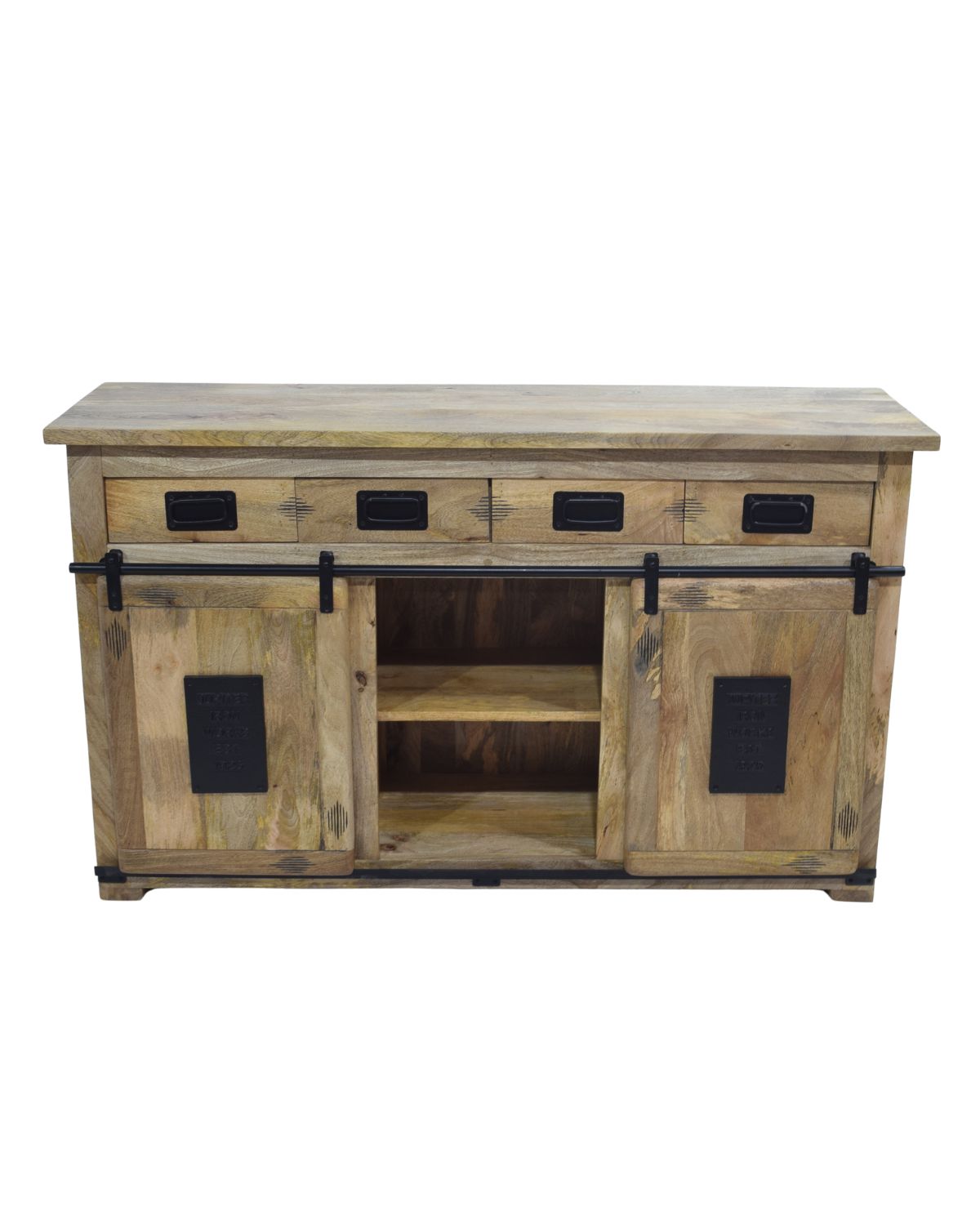 209 Industrial Mango Wood Sliding Door Sideboard - Image 1