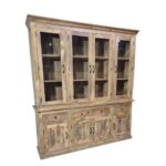 Grand Mango Wood Buffet & Hutch with Glass Doors