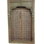 Vintage Hand-Carved Solid Wood Temple Door Frame