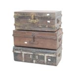 Vintage Metal Trunk Set – Rustic Industrial Storage Collection
