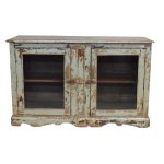 Vintage Distressed Glass-Front Cabinet
