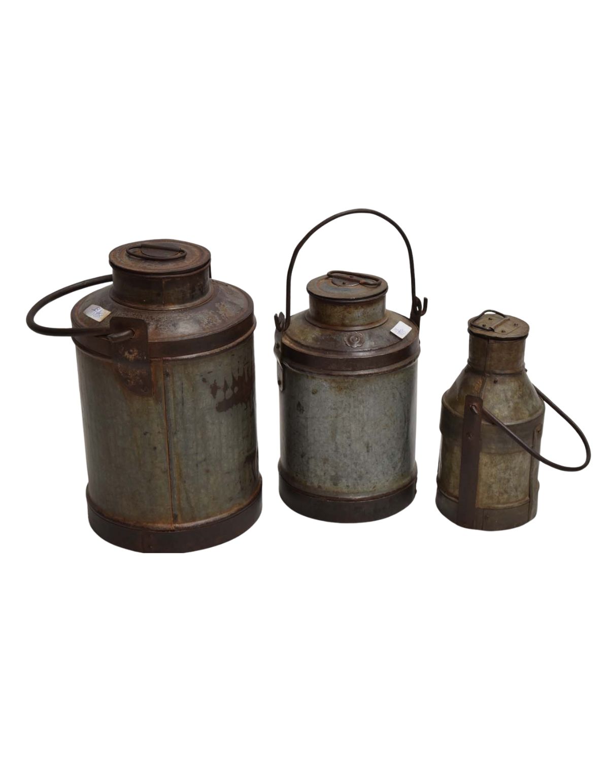 228 Vintage Metal Milk Can Set – Rustic Farmhouse Collection - Image 1