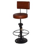 Industrial Vintage Adjustable Stool with Backrest