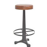 Modern Industrial Cone-Base Leather Stool