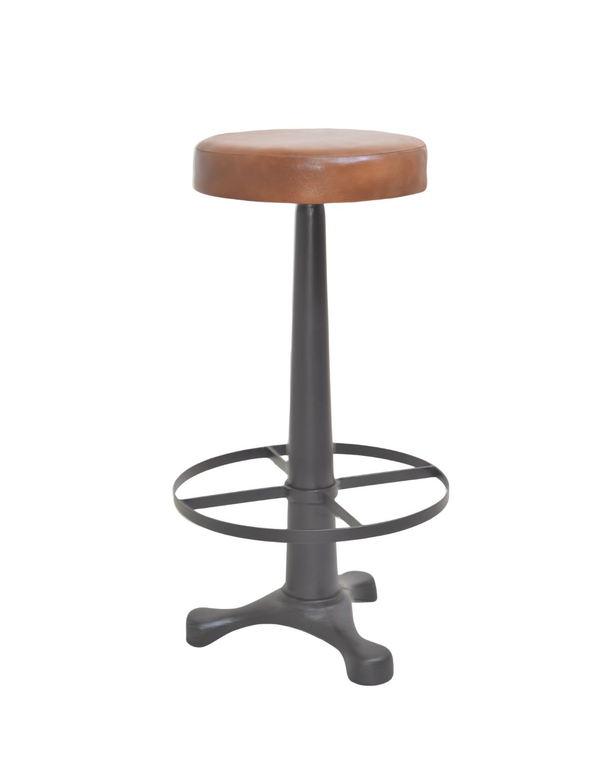 233 Modern Industrial Cone-Base Leather Stool - Image 1