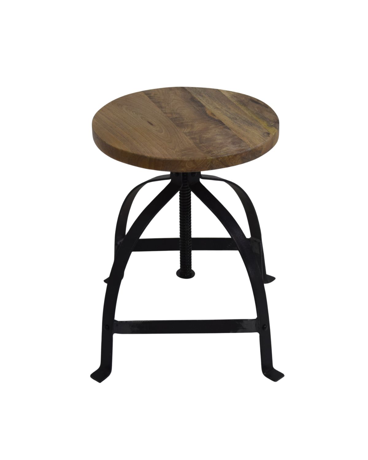 235 Industrial Vintage Adjustable Iron & Wood Stool - Image 1