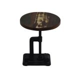 Vintage Industrial Clamp-Base Wooden Top Stool