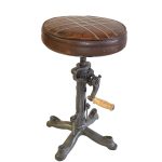 Vintage Industrial Leather Crank Stool