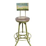 Vintage Painted Backrest Industrial Bar Stool