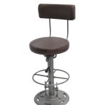 Vintage Industrial Adjustable Bar Stool with Leather Backrest
