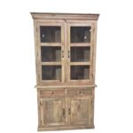 Classic Mango Wood Buffet & Hutch with Glass Doors