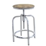 Vintage Industrial White Metal Adjustable Stool