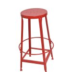 Industrial Red Metal Bar Stool