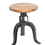 Industrial Iron Tripod Adjustable Wooden Stool