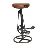 Vintage Bicycle Pedal Bar Stool with Leather Seat