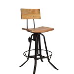 Industrial Adjustable Wooden Backrest Bar Stool