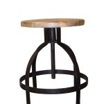 Industrial Adjustable Wooden Top Metal Base Stool