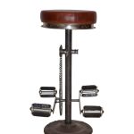 Vintage Multi-Pedal Bicycle Bar Stool with Leather Seat